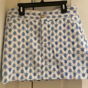 Lilly Pulitzer Blue and White Turtle Skort